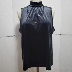 NWOT Banana Republic Black Velvet Tie-Neck Top Sz Med